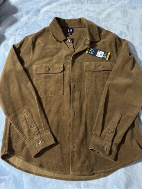 GAP Men's Corduroy Shirt Jacket - Tan Brown